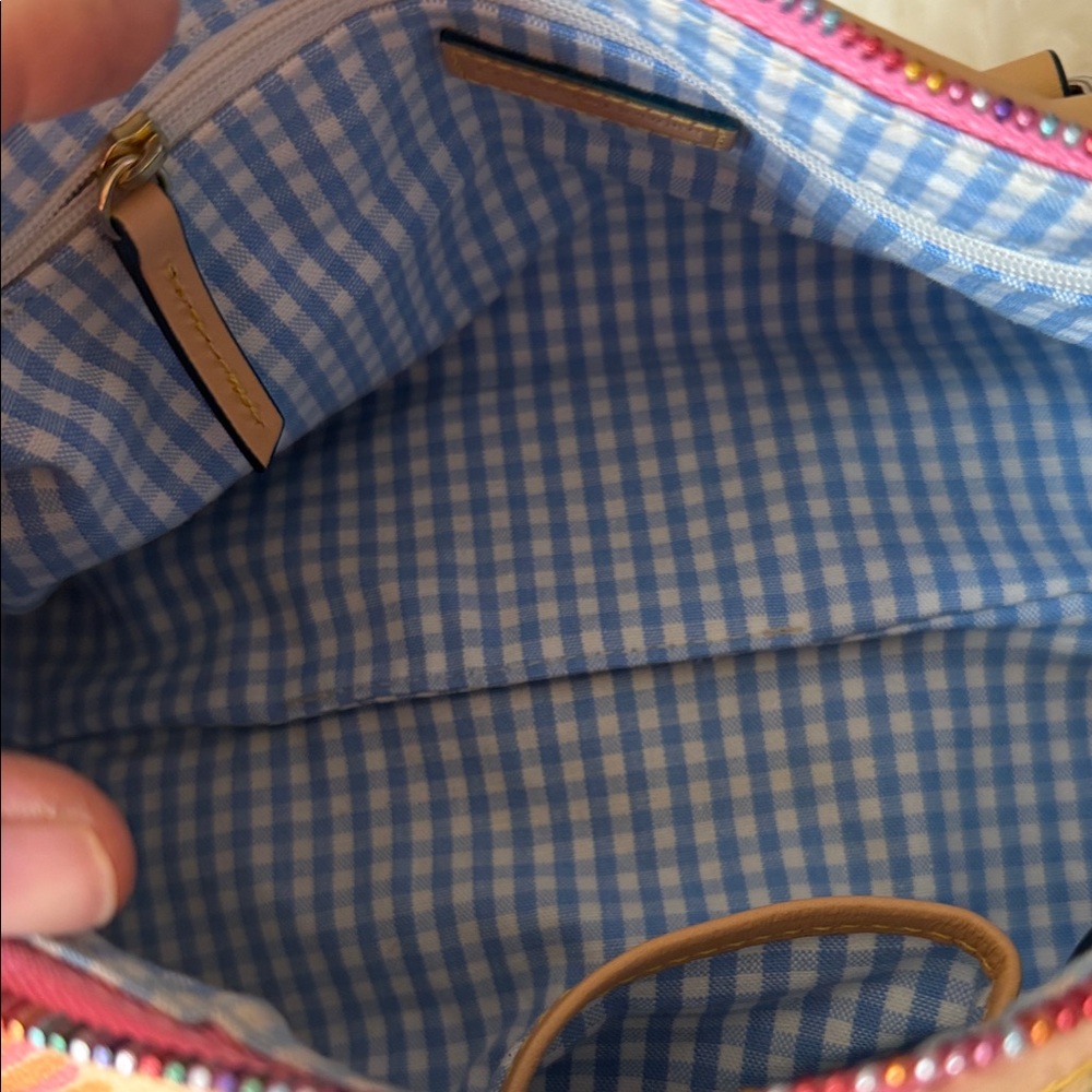 Dooney & Bourke Multicolor Plaid Mini Barrel Bag with Pink Heart Charm - Picture 9 of 16